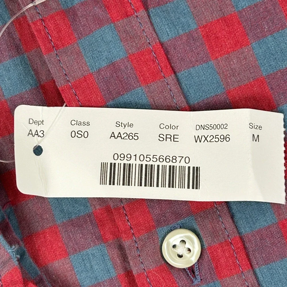 J. Crew Button Down Shirt Mens M Red Blue Gingham Secret Wash Preppy Classic New